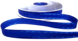 R6953 10mm Dark Royal Blue "Retro Stitch" Ribbon. Satin Borders,Taffeta Centre