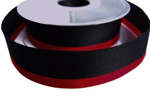 R6965C 27mm Black and Red Double Face Satin Ribbon by Berisfords