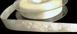 R6978 10mm Bridal White Woven Jacquard Rose Satin Ribbon by Berisfords