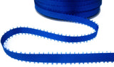 R7034 8mm Dark Royal Double Face Satin Ribbon with Picot Feather Edges