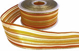 R7049 40mm Yellows-Cream-Gold Metallic-Solid-Sheer Stripe Ribbon