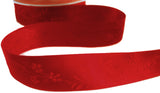 R7290 25mm Red Satin-Woven Jacquard Rose Ribbon by Berisfords