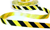 R7297 6mm Yellow-Black Diagonal Printed Satin Ribbon by Berisfords