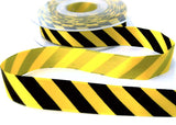 R7298 17mm Yellow-Black Diagonal Print Satin Ribbon, Berisfords