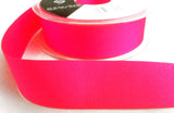 R7602 25mm Fluorescent Pink Polyester Grosgrain Ribbon by Berisfords