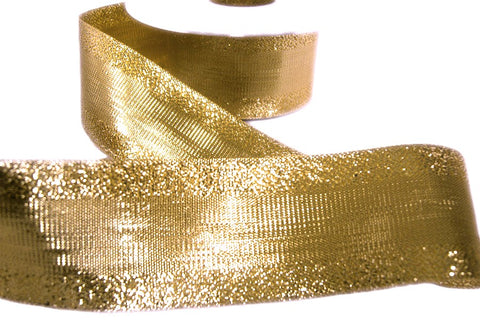 R7706 40mm Gold Patterned Metallic Lurex Ribbon by Berisfords