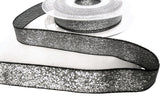 R7712 15mm Silver-Black Metallic Woven Lame Ribbon by Berisfords