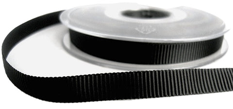 R7740 10mm Black Deep Wide Groove Polyester Grosgrain Ribbon