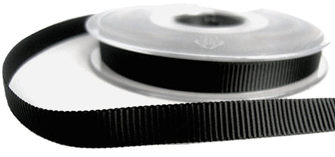 R7740C 10mm Black Deep Wide Groove Polyester Grosgrain Ribbon