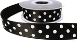 R7795 25mm Black-White Satin-Polka Dot Spot Print Ribbon by Berisfords