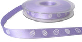 R7872 11mm Lilac Satin Ribbon with a Single Side Easter Egg Design