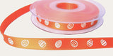 R7873 11mm Orange-White Single Face Easter Egg Print Ribbon