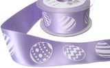 R7876 40mm Lilac Satin Ribbon with a Single Side Easter Egg Design