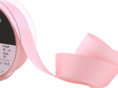 R8099 25mm Pink Polyester Grosgrain Ribbon by Berisfords