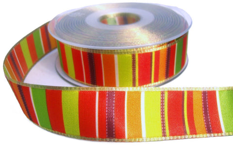 R8209 25mm Banded Stripe Design Taffeta Ribbon with Metallic Edges