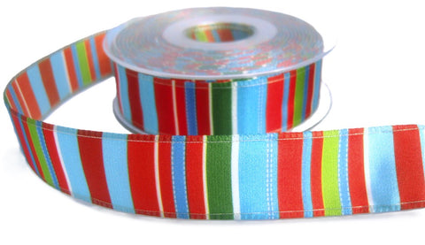 R8210 25mm Banded Stripe Design Taffeta Ribbon by Berisfords