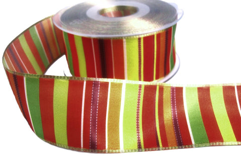 R8212 40mm Banded Stripe Taffeta-Metallic Edge Ribbon by Berisfords