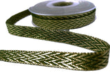 R8404 13mm Forest Green-Metallic Gold Woven Jacquard Ribbon,Berisfords