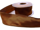 R8407 40mm Brown Tonal Satin Weave Ribbon, Wire Edge