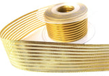 R8476 40mm Metallic Gold Solid and Mesh Striped Ribbon By Berisfords