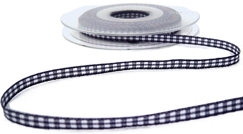 R8514 5mm Navy Polyester Gingham Ribbon by Berisfords