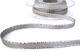 R8541 7mm Silver Grey-Metallic Silver Edge Satin Ribbon by Berisfords