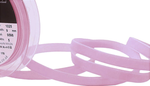 R9054 9mm Baby Pink Nylon Velvet Ribbon by Berisfords