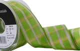 R9160 40mm Green-Yellow-Metallic Gold Tartan Ribbon by Berisfords