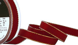 R9180 15mm Scarlet Berry-Gold Metallic Edge Satin Ribbon by Berisfords