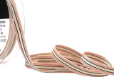 R9268 10mm Ivory-Pink-Black Striped Deckchair Grosgrain Ribbon