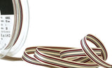 R9272 10mm Ivory-Burgundy-Black Striped Deckchair Grosgrain Ribbon