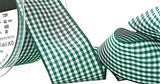 R9251 12mm Green-White Gingham Ruffle Ribbon-Grosgrain Base,Berisfords