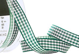 R9326 15mm Hunter Green Polyester Gingham Ribbon by Berisfords