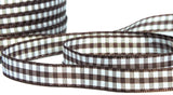 R9344 10mm Brown Polyester Gingham Ribbon by Berisfords