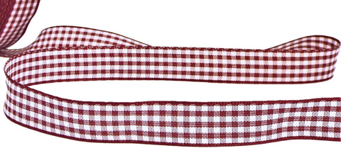 R9345 15mm Burgundy Polyester Gingham Ribbon by Berisfords