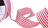 R9346 25mm Red and White Polyester Gingham Ribbon by Berisfords