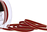 R9682 7mm Scarlet Berry Red Satin Ribbon-Metallic Gold Edge-Berisfords