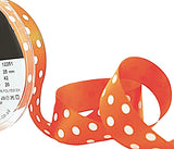 R9893 25mm Orange-White Satin-Polka Dot Spot Print Ribbon by Berisfords