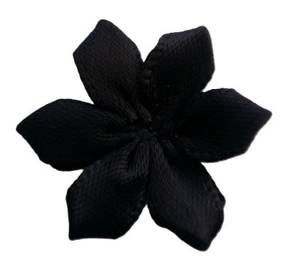 RB064 Black 6 Petal Satin Flower by Berisfords