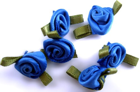 RB254 24mm Dark Royal Blue Satin Ribbon Rose