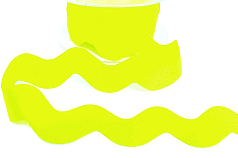 RIC150  30mm Fluorescent Yellow Satin Ric Rac Briad by Berisfords