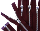 Z5237 51cm Burgundy Silver Metal Teeth No.5 Open End Zip