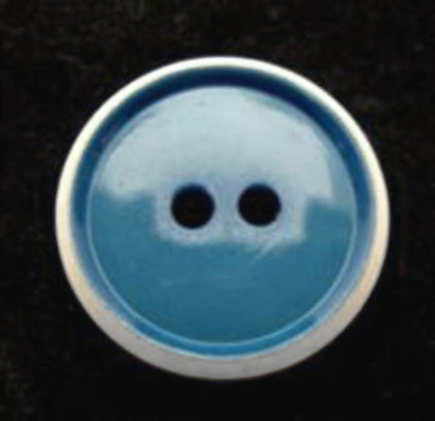 B10634 19mm Deep Maya Blue-Natural High Gloss 2 Hole Button