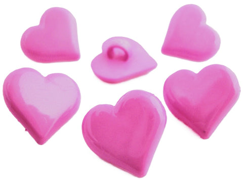 B11530 15mm Pink Gloss Love Heart Shaped Novelty Shank Button