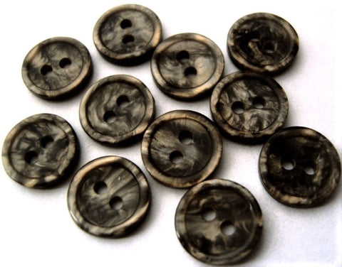 B11595 11mm Black-Honey Gold Mother of Pearl Effect 2 Hole Button