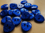 B11706 9mm Royal Blue Glittery Love Heart Shape 2 Hole Button