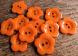 B11903 22mm Orange Gloss Acrylic Flower Shape Novelty 2 Hole Button