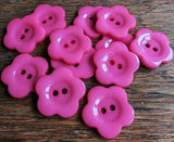 B11904 22mm Pink Gloss Acrylic Flower Shape Novelty 2 Hole Button