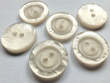 B12756 18mm Ivory 2 Hole Button, Matt Centre, Glittery Shimmer Rim