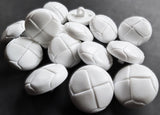 B12929 15mm  White Leather Effect Nylon Domed Football Shank Button